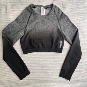 Gymshark Ombre Seamless Long Sleeve Crop Top Workout Athletic Fit Women Size M